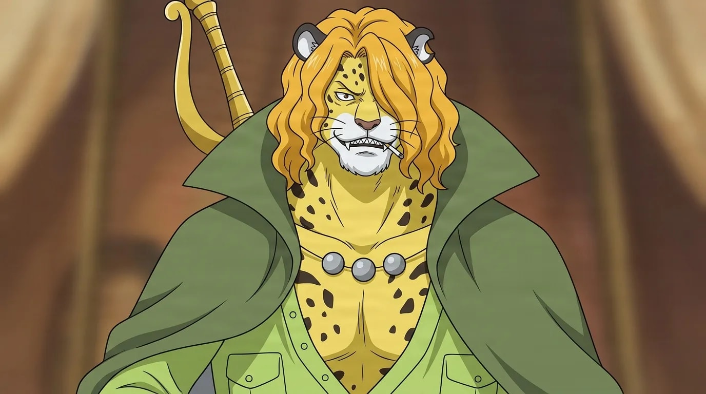 Pedro from One Piece in a close-framed cel-shaded anime scene with a detailed environment