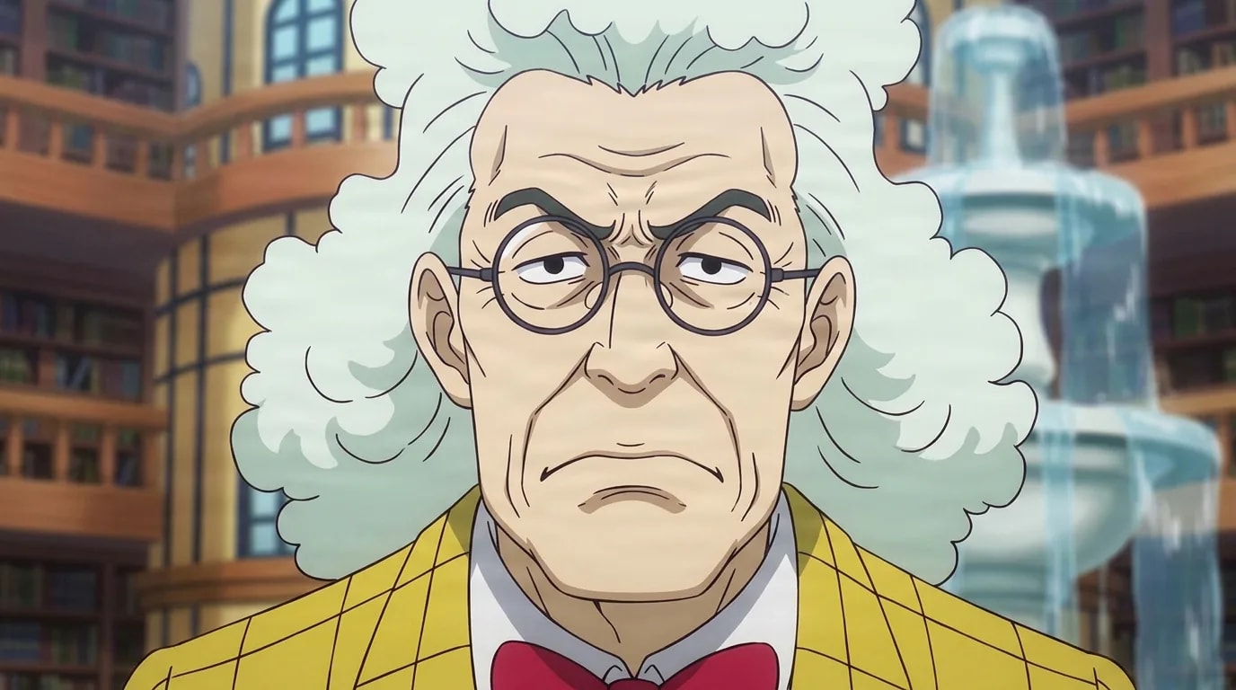 Boodle from One Piece in a close-framed cel-shaded anime scene with a detailed environment